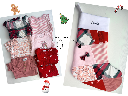 Christmas Keepsake Stocking Made from Your Baby’s Clothing