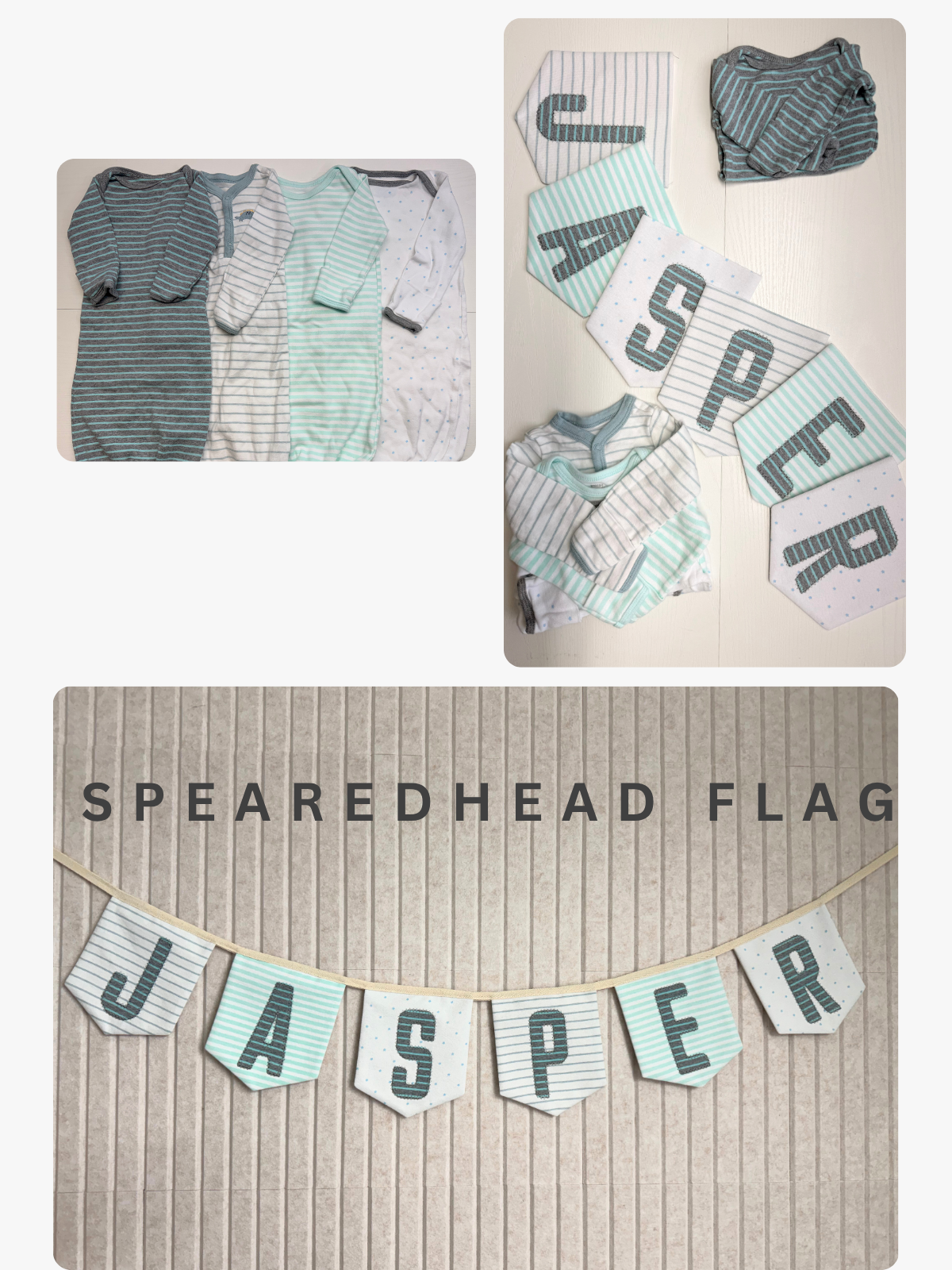 Keepsake Name Banner | Custom Baby Name Banner from Baby Clothes, Personalized Nursery Decor