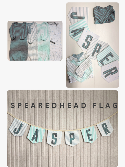 Keepsake Name Banner | Custom Baby Name Banner from Baby Clothes, Personalized Nursery Decor
