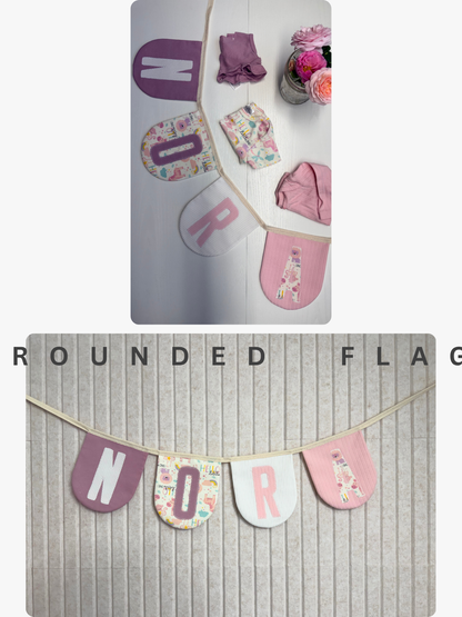 Keepsake Name Banner | Custom Baby Name Banner from Baby Clothes, Personalized Nursery Decor