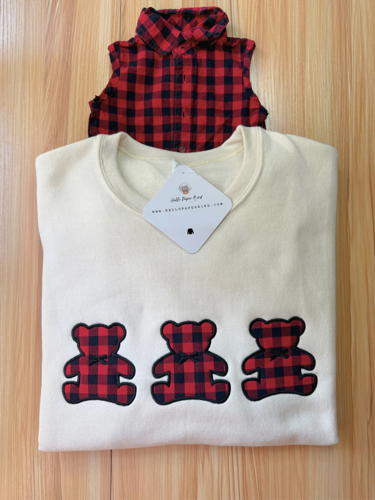 Custom Keepsake Sweatshirt – Three Bears Design – Made From Your Loved One’s Clothes