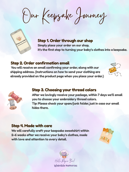 Custom Keepsake Sweatshirt – Straight Letter Design – Made From Your Loved One’s Clothes